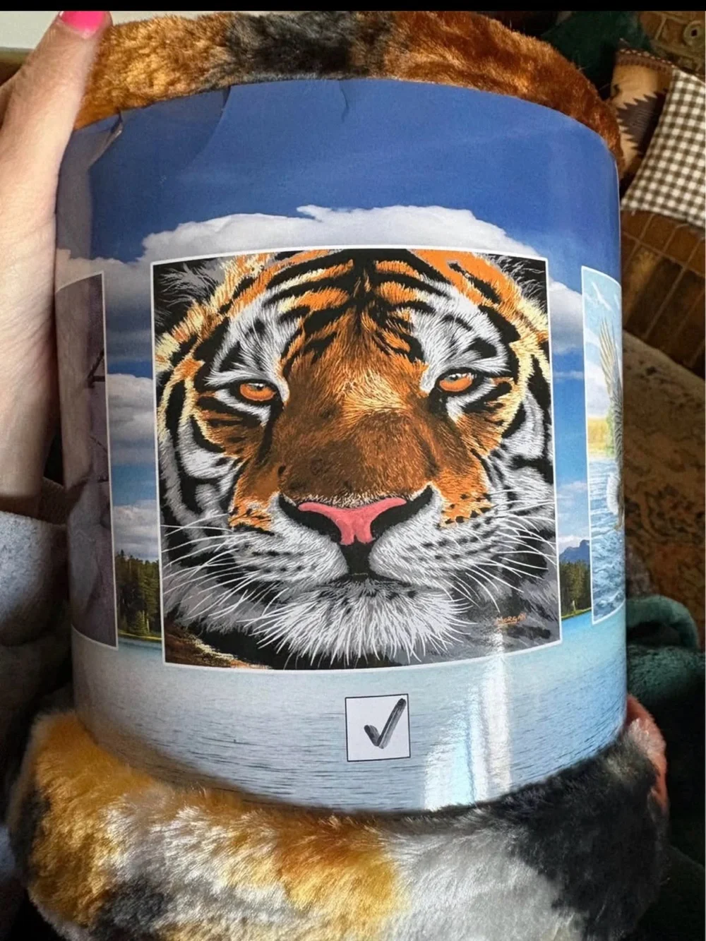 Tiger Print Plush Throw Blanket - Bold Orange, Black & White 50x60